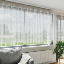 Berkfield Lace Curtain with Curtains Floral White 140 x 750 cm Polyester