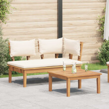 Berkfield Garden Bench and Table Set 2 pcs Cream and Brown
