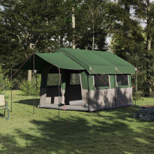 Berkfield Family Tent 4-Person Green and White 324 x 255 x 230 cm