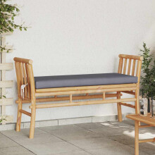 Berkfield Garden Bench with Cushion Brown 110 x 38 x 65cm Bamboo