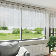 Berkfield Lace Curtain with Curtains Floral White 120 x 750 cm Polyester