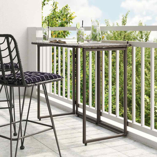 Berkfield Folding Garden Table Brown 90x51x75 cm Poly Rattan