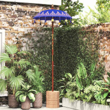 Berkfield Balinese Parasol Blue 125 x 125 x 260 cm Cotton and Wood