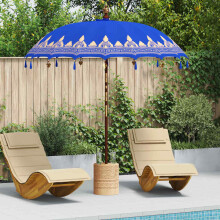 Berkfield Balinese Parasol Blue 215 x 215 x 260 cm Cotton and Wood