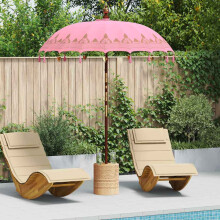 Berkfield Balinese Parasol Pink (180-190) x 260 cm Cotton and Wood