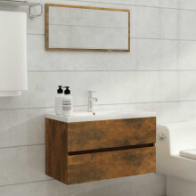 Berkfield 2 Piece Bathroom Furniture Set Smoked Oak Engineered Wood
