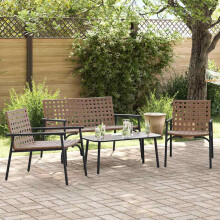 Berkfield Garden Dining Set 4 pcs Brown Poly Rattan