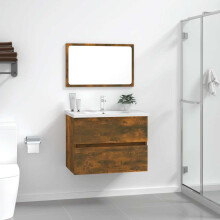 Berkfield 2 Piece Bathroom Furniture Set Smoked Oak Engineered Wood