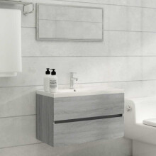 Berkfield 2 Piece Bathroom Furniture Set Grey Sonoma Engineered Wood