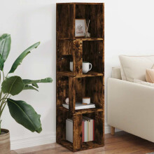 Berkfield Corner Cabinet Smoked Oak 33x33x132 cm Engineered Wood