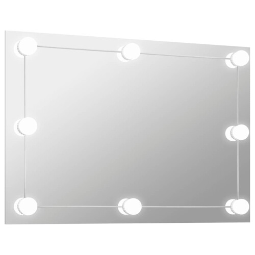 Berkfield Wall Frameless Mirror with LED Lights Rectangular Glass 1