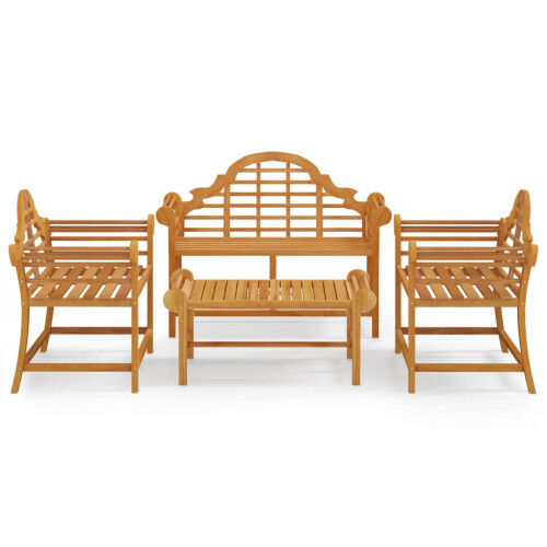 Berkfield 4 Piece Garden Lounge Set Solid Wood Teak 1