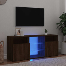 Berkfield TV Cabinet with LED Lights Brown Oak 120x30x50 cm