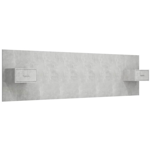 Berkfield Bed Headboard with Cabinets Concrete Grey Engineered Wood 1