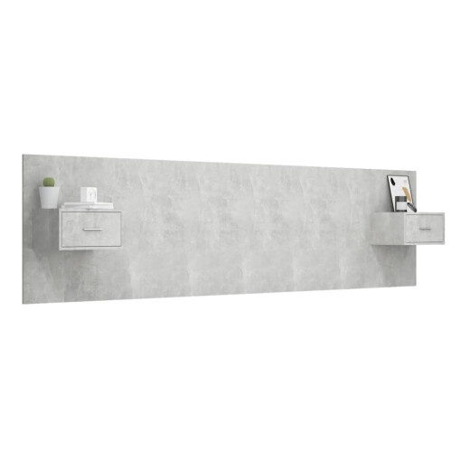 Berkfield Bed Headboard with Cabinets Concrete Grey Engineered Wood 2