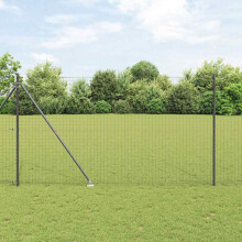 Berkfield Fence Post 7 pcs Grey Steel