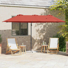 Berkfield Umbrella Terracotta 372 x 198 x 243 cm Polyester and Aluminium