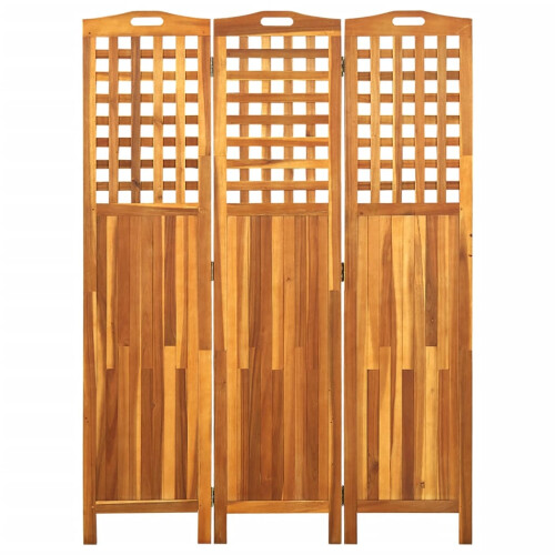 Berkfield 3-Panel Room Divider 121x2x170 cm Solid Acacia Wood 1