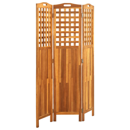Berkfield 3-Panel Room Divider 121x2x170 cm Solid Acacia Wood 2