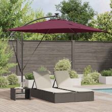 Berkfield Umbrella with LED Strip Lights Bordeaux Red 249 x 249 x 250 cm