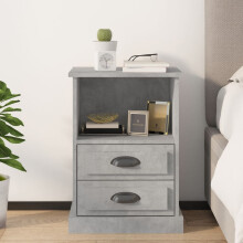 Berkfield Bedside Cabinet Concrete Grey 43x36x60 cm