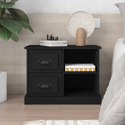 Berkfield Bedside Cabinet Black 60x35.5x45 cm