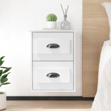 Berkfield Wall-mounted Bedside Cabinet High Gloss White 41.5x36x53cm