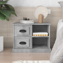 Berkfield Bedside Cabinet Concrete Grey 60x35.5x45 cm