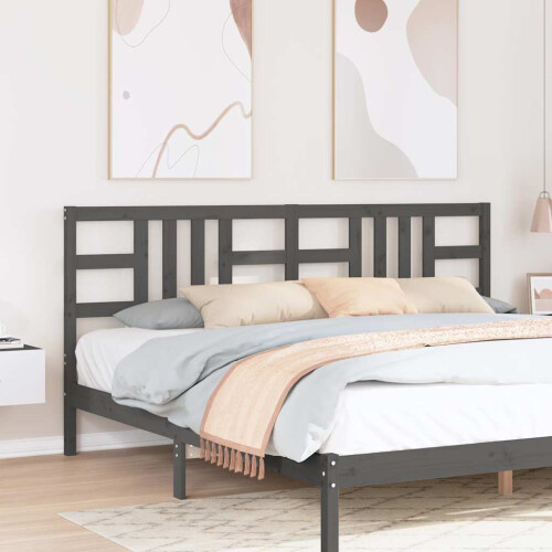 Berkfield Bed Headboard Grey 206x4x100 cm Solid Wood Pine