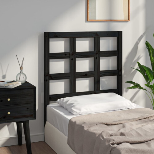 Berkfield Bed Headboard Black 80.5x4x100 cm Solid Wood Pine