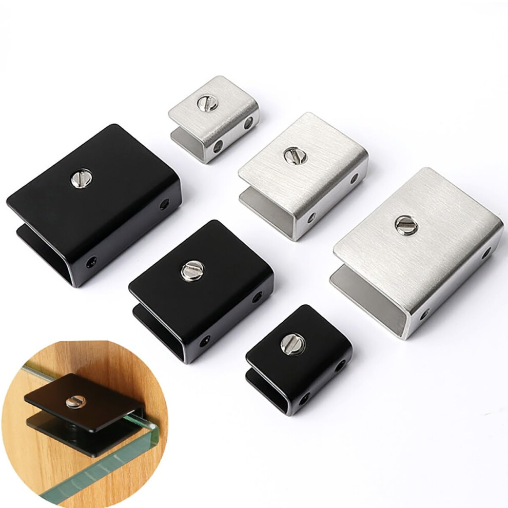8Pcs Black Stainless Steel Glass Shelf Clamp Brackets Adjustable Heavy Duty Support For 8Â12Mm Glass 9045646577463