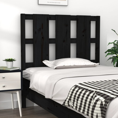 Berkfield Bed Headboard Black 95.5x4x100 cm Solid Wood Pine