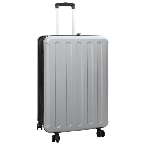 Berkfield Suitcase Folding with Lock Silver 50 x 30 x 76 cm ABS Plastic