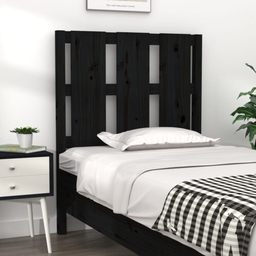 Berkfield Bed Headboard Black 80.5x4x100 cm Solid Wood Pine