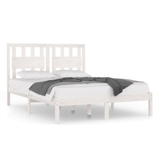 Berkfield Bed Frame without Mattress White Solid Wood Small Double 1