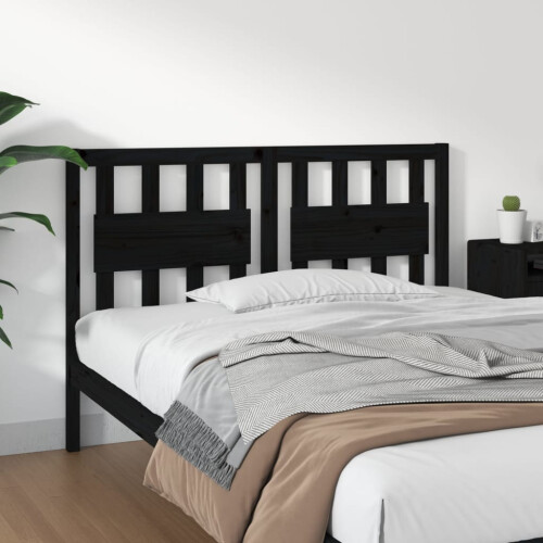 Berkfield Bed Headboard Black 125.5x4x100 cm Solid Wood Pine