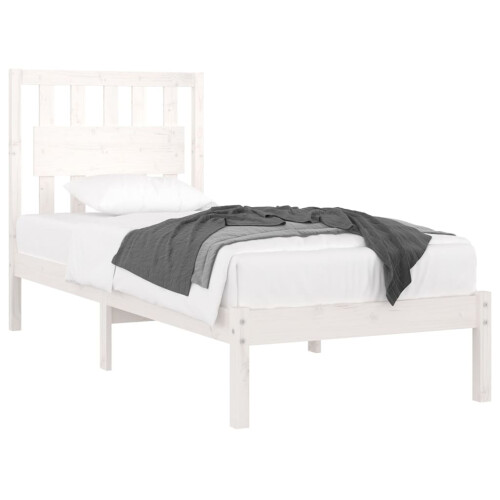 Berkfield Bed Frame without Mattress White Solid Wood Single 2