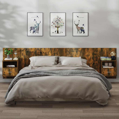 Berkfield Wall-mounted Bedside Cabinets 2 pcs Smoked Oak