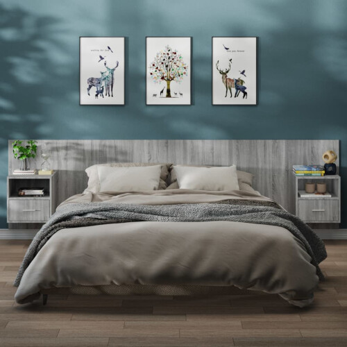 Berkfield Wall-mounted Bedside Cabinets 2 pcs Grey Sonoma