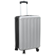 Berkfield Suitcase Folding with Lock Silver 43 x 27 x 66 cm ABS Plastic