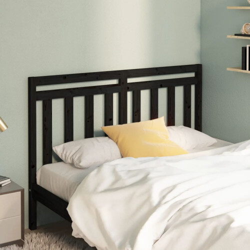 Berkfield Bed Headboard Black 126x4x100 cm Solid Wood Pine