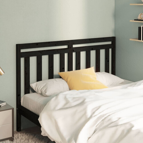 Berkfield Bed Headboard Black 156x4x100 cm Solid Wood Pine