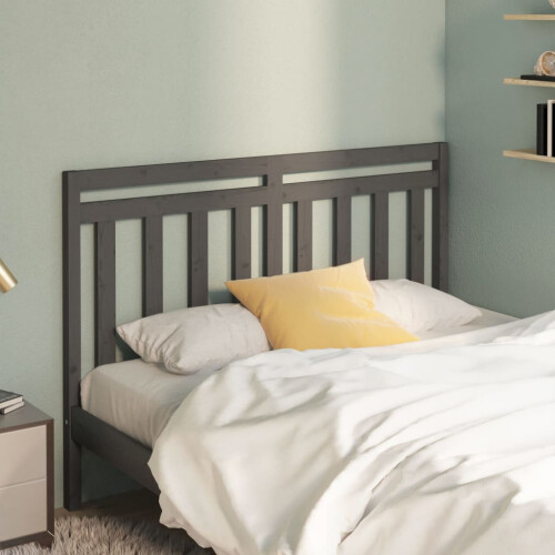 Berkfield Bed Headboard Grey 126x4x100 cm Solid Wood Pine