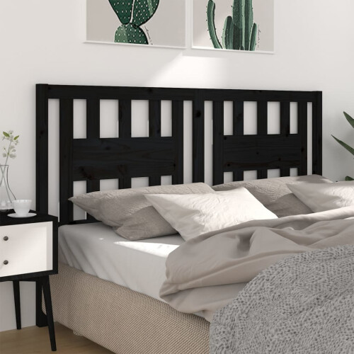 Berkfield Headboard Black 206x4x100 cm Solid Wood Pine