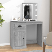 Berkfield Dressing Table with LED Grey Sonona 90x50x132.5 cm Engineered Wood