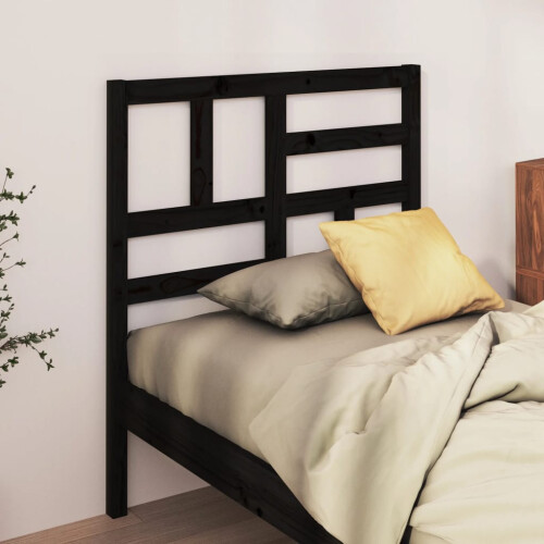 Berkfield Bed Headboard Black 81x4x104 cm Solid Wood Pine