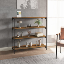 Berkfield Book Cabinet Smoked Oak 100x33x100 cm Engineered Wood and Steel