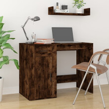 Berkfield Desk Smoked Oak 100x49x75 cm Engineered Wood