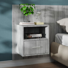 Berkfield Wall-mounted Bedside Cabinet Grey Sonoma