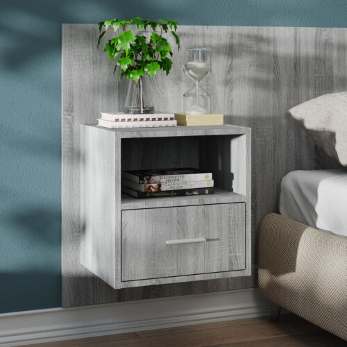 Berkfield Wall-mounted Bedside Cabinet Grey Sonoma